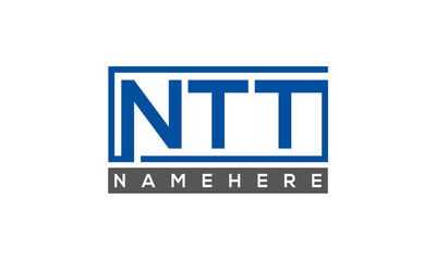 NTT Letters Logo With Rectangle Logo Vector	