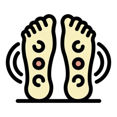 Points on the feet icon. Outline points on the feet vector icon color flat isolated