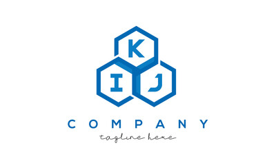 KIJ letters design logo with three polygon hexagon logo vector  template