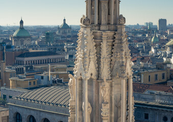 View of Milan from a height from the roof of the Duomo Cathedral