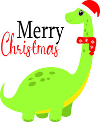 cute christmas dinosaur cartoon vector