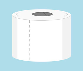 toilet paper roll isolated on blue color background
