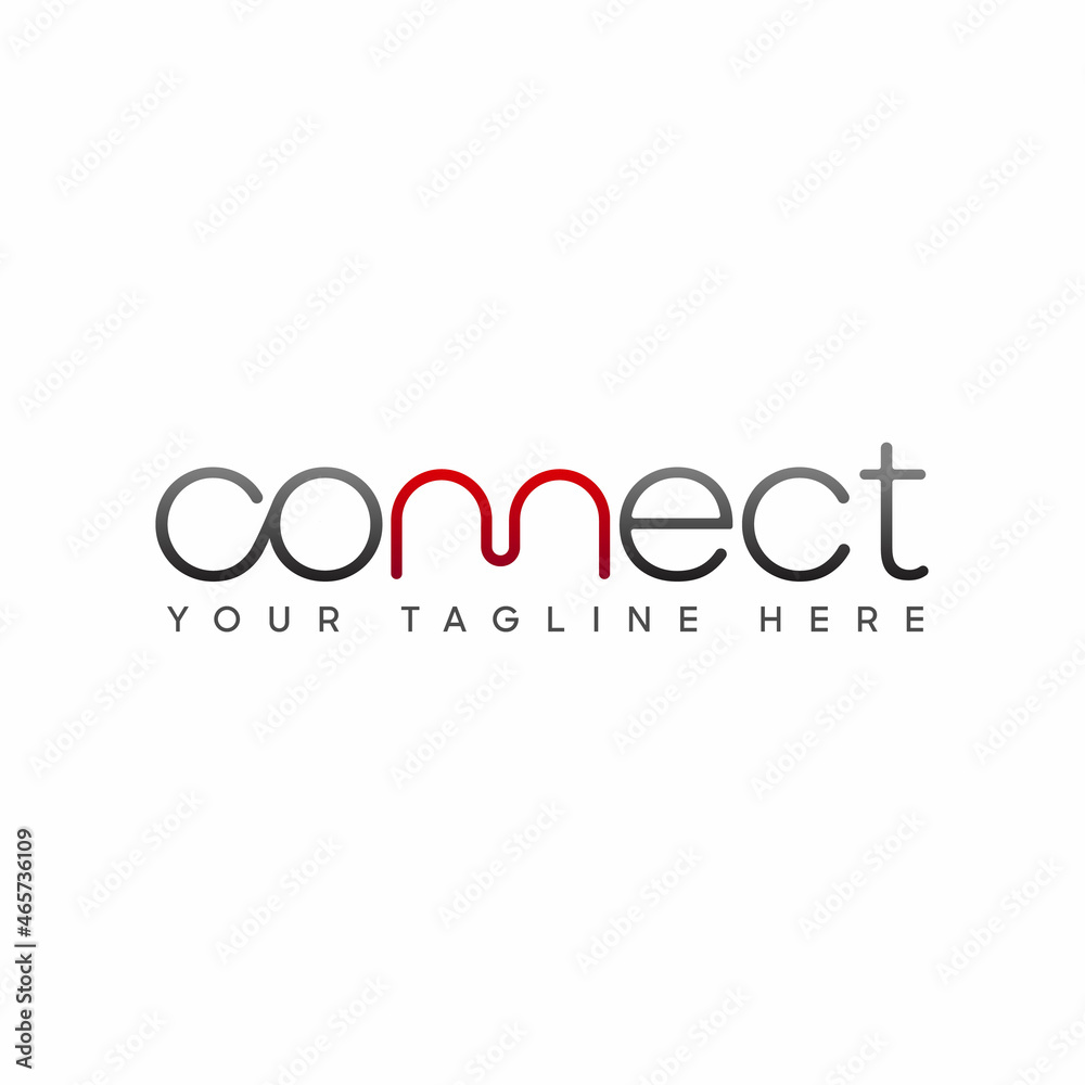 Aufkleber Connect Black Lowercase Logo Design Template Elements. Connected linked co and nn letters with line. Modern Networking Logo Design Vector.