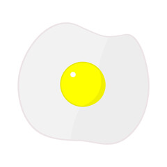 Fried egg for breakfast isolated on white. Food vector illustration.