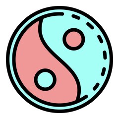 Eastern symbol of equilibrium icon. Outline eastern symbol of equilibrium vector icon color flat isolated