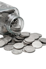 savings money coins in a jar
