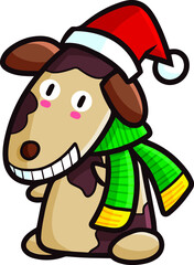 Cute brown christmas dog grin