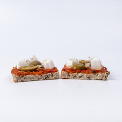 Delicious sandwiches with natural organic bread, cheese, herbs and spices.	