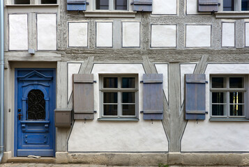 Fototapeta na wymiar Facade of half-timbered house, historic part of Forchheim, Forchheim, Franconian Switzerland, Upper Franconia, Franconia, Bavaria, Germany, Europe