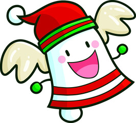 Funny christmas bell cartoon feeling happy