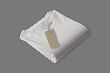 Empty blank white T-shirt Mock up isolated on a grey background. 3d rendering.