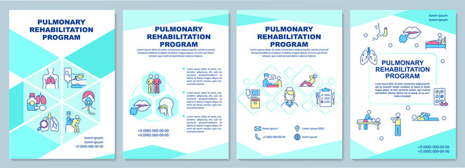 Pulmonary rehabilitation program brochure template. Flyer, booklet, leaflet print, cover design with linear icons. Vector layouts for presentation, annual reports, advertisement pages - obrazy, fototapety, plakaty