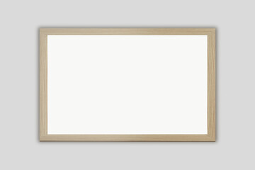 Wooden frame for photo or picture mock up isolated on a grey background.3d rendering.