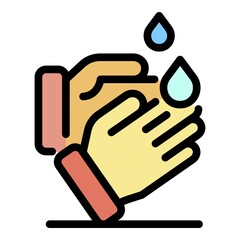 Washing hands icon. Outline washing hands vector icon color flat isolated