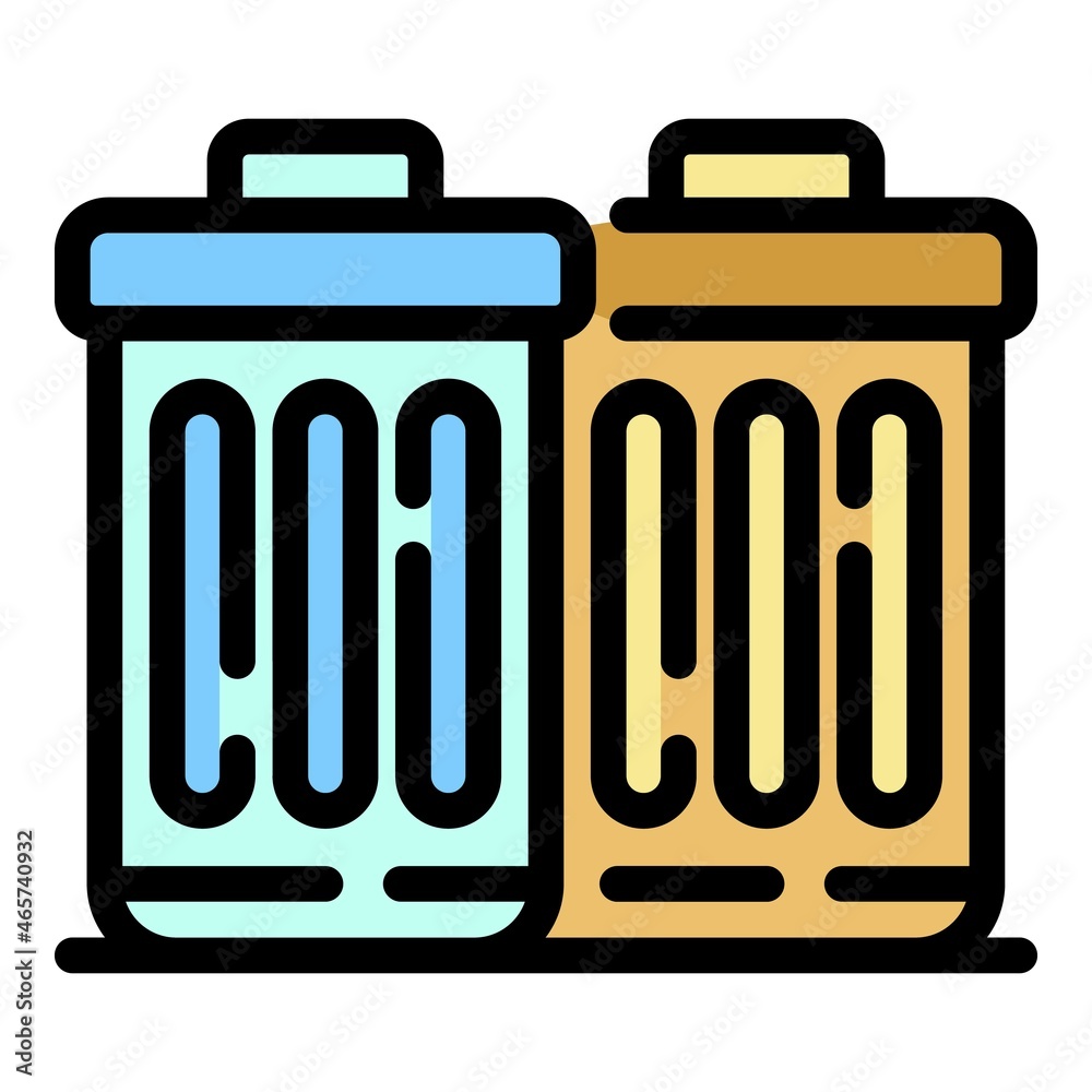 Poster garbage containers icon. outline garbage containers vector icon color flat isolated
