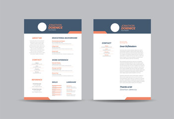 Curriculum vitae CV Resume Template Design or Personal Details for Job Application  