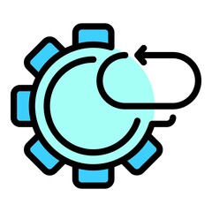 Arrow and gear icon. Outline arrow and gear vector icon color flat isolated