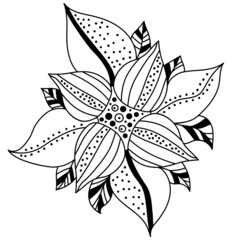 Fototapeta na wymiar Decorative flower. Vector Linear illustration. Floral decorative composition for design and decor, cards print and Logo 