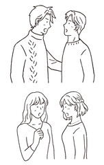シンプルなタッチ　同性からの告白（男女セット）のイラストレーションセット
