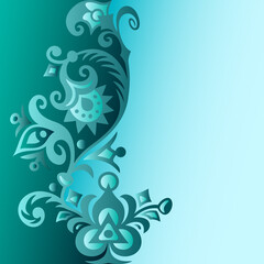 Branch with flowers paper cut vector vintage illustration. Engraved decorative nature elements and objects.