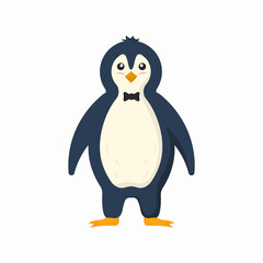 Penguins characters in warm clothes in flat design