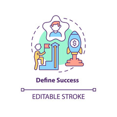 Define success concept icon. Personal achievement. Employee goals in work. Career advancement abstract idea thin line illustration. Vector isolated outline color drawing. Editable stroke