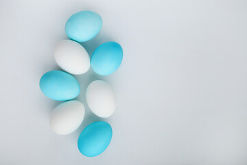 Blue and white Easter eggs. Painted easter eggs