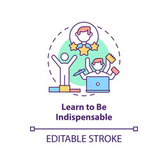 Learn to be indispensable concept icon. Responsible emploee, successful worker trait. Career advancement abstract idea thin line illustration. Vector isolated outline color drawing. Editable stroke