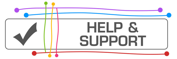 Help And Support Colorful Lines Dots Grey Square Tick Mark 