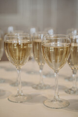 pyramid of champagne and wine in a glass