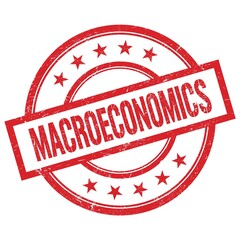 MACROECONOMICS text written on red vintage round stamp.