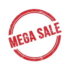 MEGA SALE text written on red grungy round stamp.