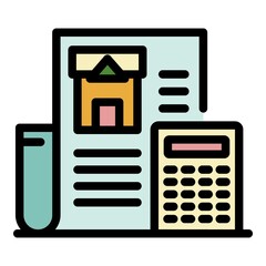 Construction estimate icon. Outline construction estimate vector icon color flat isolated
