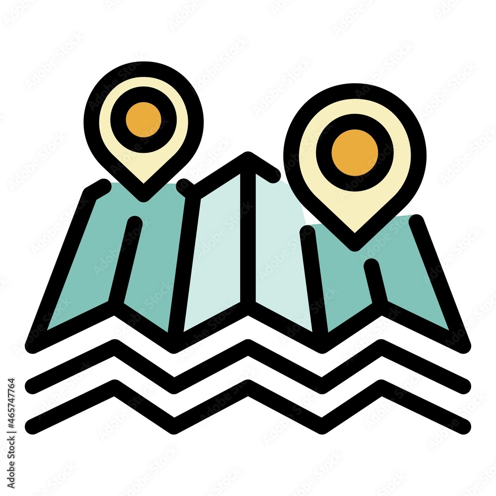 Poster point on the map icon. outline point on the map vector icon color flat isolated