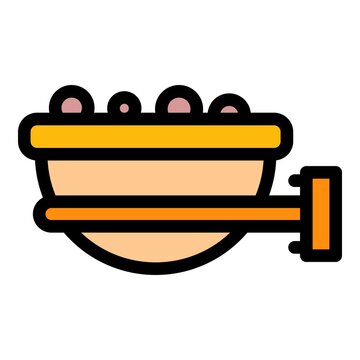 Bowl bird feeder icon. Outline bowl bird feeder vector icon color flat isolated