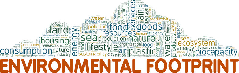 Obraz premium Environmental Footprint vector illustration word cloud isolated on white background.