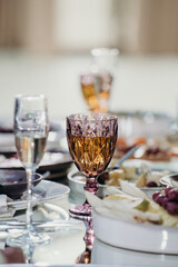 pyramid of champagne and wine in a glass
