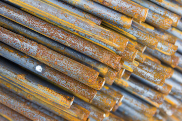 Steel bars used in construction, Steel bars close- up background