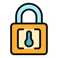 House lock icon. Outline house lock vector icon color flat isolated