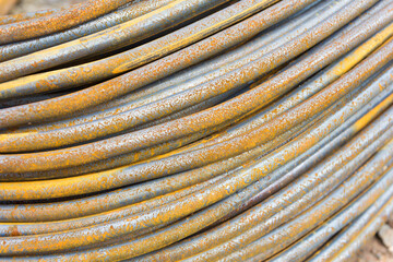 Steel bars used in construction, Steel bars close- up background