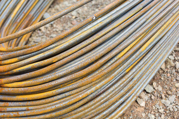 Steel bars used in construction, Steel bars close- up background