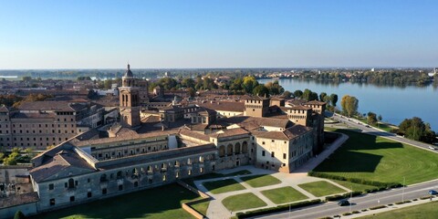 Aerial view of Mantova (Mantua), Italy