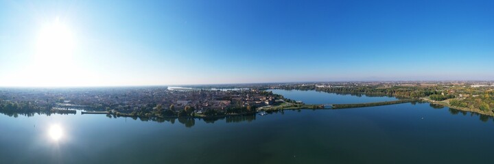 Aerial view of Mantova (Mantua), Italy