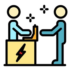 Electrical service icon. Outline electrical service vector icon color flat isolated