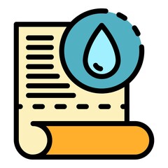 Drop and paper scroll icon. Outline drop and paper scroll vector icon color flat isolated