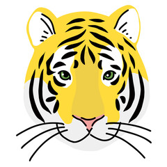 虎の顔　リアルイラスト　正面
