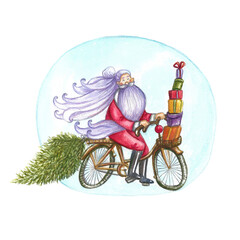 Santa on a bicycle