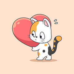 Cute cat bring heart with funny poses