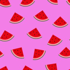 Sweet watermelon vector seamless pink pattern. summer print