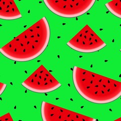 Sweet watermelon vector seamless green pattern. summer print